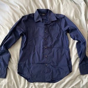 Men’s large zara navy blue button up.